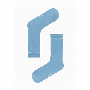 Breathable and <b>Warm</b> Ice Blue Pastel Design <b>Socks</b> One Size Floral Embroidery Print Jacquard Nylon Disposable Summer Daily Use - Product Image 2