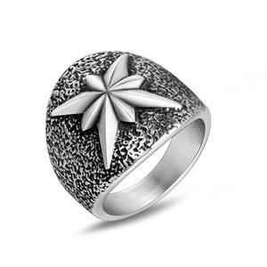 Retro Flower <b>Titanium</b> Steel <b>Ring</b> Unisex Gift SA1038 - Product Image 1