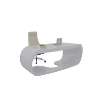 Rangement Commercial en bois, grand demi-cercle moderne en acier inoxydable, avec chaise, supports organisateurs de station de travail bureau