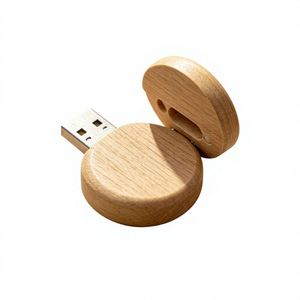 Clé USB rotative magnétique en bois avec logo personnalisé gravé au laser – Clé USB portable pour cadeau promotionnel écologique d'entreprise - Product Image 3