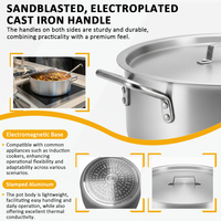 Marmite en aluminium de grande taille en gros, marmite à soupe en aluminium, marmites à bouillon, cuisinière à induction avec couvercle pour restaurant, hôtel