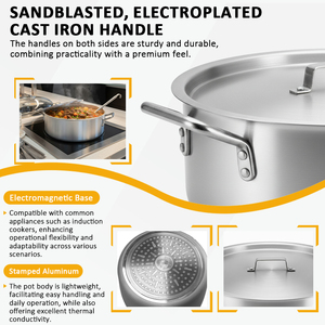 Marmite en aluminium de grande taille en gros, marmite à <span class=keywords><strong>soupe</strong></span> en aluminium, marmites à bouillon, cuisinière à induction avec couvercle pour restaurant, hôtel - Product Image 4