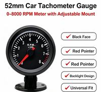 Tachometer Digital LED Putih dengan Latar Belakang Hitam 2 Inci 52mm Baru untuk Kendaraan 1-8 Silinder 0-8000 RPM.