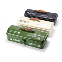 Nouvelle boîte à outils portable de camping en métal 2026 avec poignée en cuir pour l'extérieur