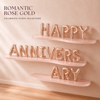 Ballon en aluminium en forme de lettre « Joyeux Anniversaire » pour décoration de fête, thème anniversaire, couleurs or, or rose et argent, vente en gros