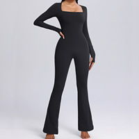 Nouvelle Arrivée Combinaison de Yoga Manches Longues Pantalon Long Sportswear Legging Évasé pour Entraînement Body Femme