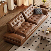 Elegante Sofá Convertible Moderno de Tres Plazas en Cuero Genuino, Mueble de Sala de Estar de Lujo, Diseño Minimalista, Estilo Cama, con Relleno de Esponja
