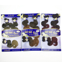 Extensions de Cheveux Synthétiques Ondulés (Body Wave) – Lots de 6 Mèches de 10, 12, 14 Pouces – Offre Spéciale – Couleur 1B Noir – Pose Rapide