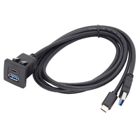 Soket Charger USB Mobil Persegi 3A Pengisian Cepat Flush Mount USB 3.0 Tipe C Kabel Ekstensi Jantan Betina
