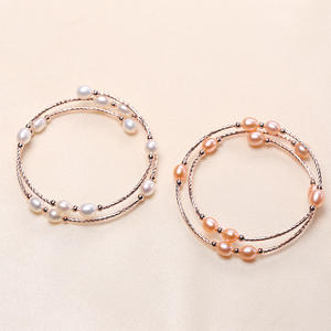 Bracelets et joncs ovales élégants en perles, faits à la main, double cercle, petits accessoires, vente en gros pour la mise en place de stands - Product Image 2