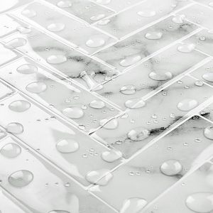 Azulejos Autoadhesivos de <span class=keywords><strong>Vinilo</strong></span> Blanco Moderno, Diseño Geométrico en Espiga, 305x305mm, Impermeables, para <span class=keywords><strong>Ducha</strong></span>, Cocina - Product Image 5
