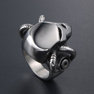 Men's Steel Ram Horn Mask Ring SA556 <b>Marvel</b> IP Cartoon Design Jewelry <b>Gift</b> - Product Image 3