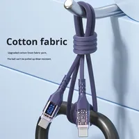 Câble de données Super Rapide 1.5M Double Type-C Veste en Nylon 100W Affichage Transparent Charge Conducteur en Cuivre Pur pour Téléphones Mobiles