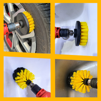 Ecoclean 4 pièces de brosses de nettoyage multifonctionnelles pour perceuse, pour voiture, terrasse, cuisine, toilettes, nettoyage intensif avec tige d'extension
