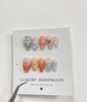 Vente en gros de faux ongles en acrylique peints à la main, forme stiletto, pour doigts, design personnalisé, application facile