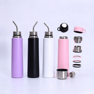 Custom Color 304 Stainless Steel Vacuum Water Bottle Leak Proof Travel <b>Flask</b> <b>With</b> <b>Straw</b> Lid For Camping Hiking Promotional Gift - Product Image 3