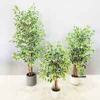 Arbre ficus artificiel en plastique, feuille de banian réaliste, haute qualité, 150 cm, pour la décoration de la maison et du jardin