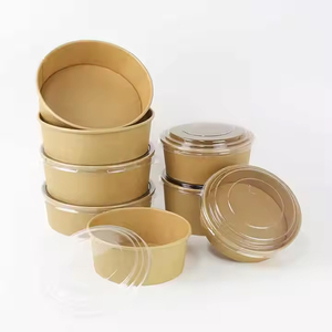 กล่องอาหารกระดาษคราฟท์หนาแบบย่อยสลายได้สำหรับขายส่ง ชามแบบใช้แล้วทิ้งสำหรับขนมปัง ของว่าง สลัด ชามสลัด ปิกนิก สำหรับกิจกรรมกลางแจ้ง - Product Image 3