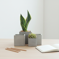 Gros carré simple conception de bureau ciment succullent pot avec trou pour la décoration intérieure