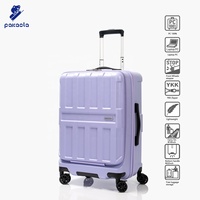 Valise PC à ouverture frontale avec logo personnalisé OEM ODM, 22 pouces, fermeture éclair bidirectionnelle, roues pivotantes avec frein pour marques japonaises et coréennes