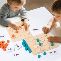 Juego de operaciones digitales de madera para niños, juguete de batalla, tablero de aprendizaje temprano para contar y combinar, juego de construcción aritmética