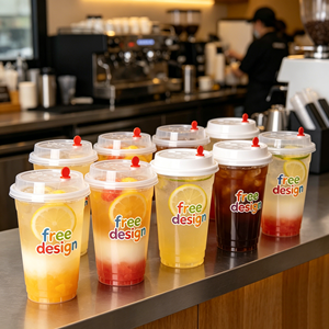 9oz Personalized Disposable Clear Plastic <b>Cup</b> Pet Milkshake Smoothie Dessert Ice Cream <b>Cup</b> Plastic <b>Cold</b> <b>Cup</b> ICED Matcha Beverage - Product Image 1