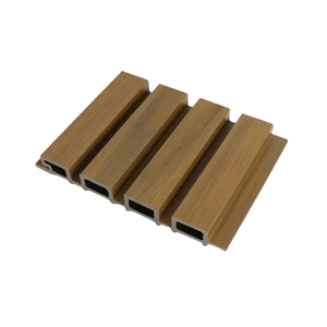 Imita paneles de pared de <span class=keywords><strong>madera</strong></span> para decoración de paredes exteriores, paneles de pared exteriores resistentes a la luz solar con agujeros cuadrados huecos - Product Image 6