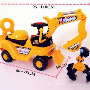 Children's Excavator Scooter Yellow Non Electric Ride On Toy 95-118Cm With Music Four Wheel Twist Car - Product Image 1