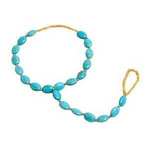 Sandalias Bohemias con Cuentas Turquesas, Tobillera para Mujer, Joyería para Pies de Verano y Playa, Tobilleras de Moda de Aleación de Zinc Chapadas en Oro - Product Image 5