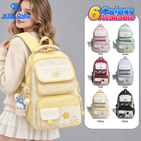 Sac à dos grande capacité anti-vol imperméable style coréen mignon avec logo personnalisé 6 couleurs, multi-poches, pour usage quotidien, idéal pour adolescentes