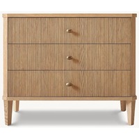 Commode en bois à 3 tiroirs cannelée, style Wabi Sabi, table de chevet de chambre à coucher française, coffre de rangement en chêne à texture de roseau vertical