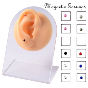 Pendientes Magnéticos Unisex de 3mm, 12 Unidades/Tarjeta, para Nariz y Labios, Aretes Falsos Sexys, Anillo de Nariz sin Perforación, de Latón, para Bodas, Mujeres y Hombres - Product Image 4