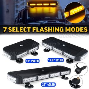Luz Estroboscópica LED de 13" 17.6" 22" 12V 24V para Techo de Auto, Baliza de Advertencia de Emergencia, Luz de Trabajo Intermitente Magnética para Jeep, Camioneta, Remolque - Product Image 1