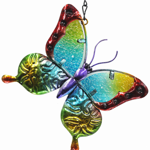 Colgantes de hierro modernos Diamantes pintados Colibríes de cristal Mariposas Libélulas-Campanas de viento de metal creativas - Product Image 5