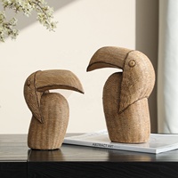 Figurine de toucan en résine style rotin antique, texture tressée à la main, ornement d'oiseau en forme de pot pour la décoration intérieure et les cadeaux