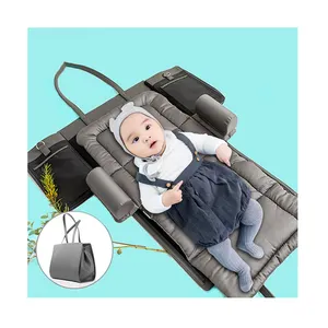 HB029 nuova funzione portatile letto-in-bed mommy tote borsa a tracolla staccabile lavabile materasso bionico neonato borsa da letto pieghevole