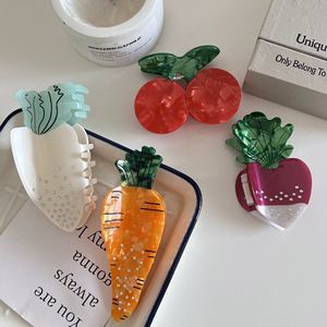 Groothandel Vrouwen Meisjes Grote Funky Kersen Wortel Haarklem Accessoires Fancy Acetaat Radijs Food Fruit Klauw Clips - Product Image 4
