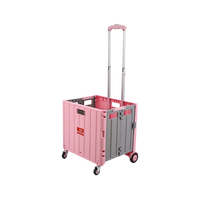 Chariot de courses pliable en plastique de 3 kg avec roues, mini-chariot de supermarché pour transporter des produits, boîte de travail de bureau