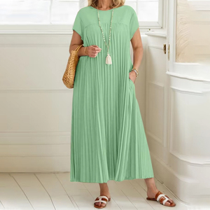 Vestido Midi Casual <span class=keywords><strong>de</strong></span> <span class=keywords><strong>Verano</strong></span> para Mujer, Talla Grande, Estilo Bohemio, Manga Corta, Plisado, Elegante, para Vacaciones o <span class=keywords><strong>Trabajo</strong></span> - Product Image 3
