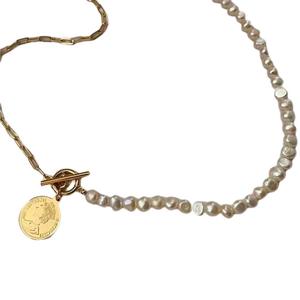 Collier avec pendentif en perle d'eau douce naturelle, style rétro simple, boucle OT, chaîne claviculaire, cadeau idéal pour les meilleures amies, pour les filles tendance - Product Image 5