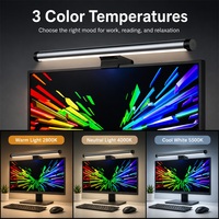 Barre lumineuse pour écran alimentée par USB, lampe suspendue asymétrique à intensité variable avec commande tactile pour le bureau et le gaming