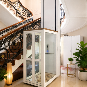 Mini <span class=keywords><strong>Ascensor</strong></span> de Lujo Certificado CE EN81 para Casa / Elevador Compacto para el Hogar, <span class=keywords><strong>Ascensor</strong></span> Hidráulico de Vidrio para 2 Personas - Product Image 2