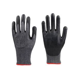 Gants de protection anti-coupure en HPPE enduits de PU noir, niveau 5, paume trempée, antidérapants, résistants à l'usure, pour la construction - Product Image 2