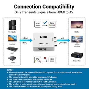 1080P <span class=keywords><strong>Mini</strong></span> HDMI2AV HDTV a AV <span class=keywords><strong>RCA</strong></span> Convertidor <span class=keywords><strong>Adaptador</strong></span> de audio y video compuesto para HDMI a 3RCA TV Computadora - Product Image 5