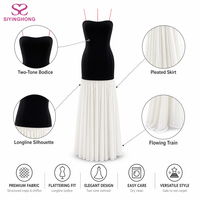 Robe longue plissée sirène colorblock noir et ivoire sur mesure pour soirée, vente en gros, fournisseur d'usine OEM ODM