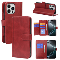 Étui de téléphone moderne à 9 emplacements pour cartes pour iPhone 18 Pro Max 17 17e 16e 15 14, en cuir PU magnétique avec porte-cartes et béquille, style simple INS