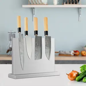Custom Stainless Steel Magnetic Knife Stand Block Organizer Kitchen Knives Storage Large Capacity Anti-Skid Stable Household