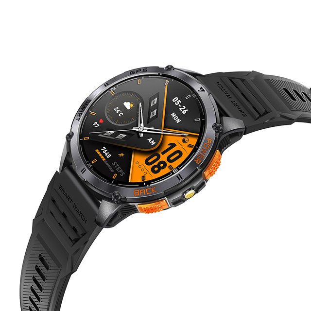 GPS Sports Smart Watch K67A LED Flashlight IP68 Waterproof Barometric Compass Altimeter AMOLED Smartwatch 530mAh Battery