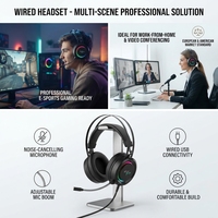 Casque de jeu circum-auriculaire avec plus de 20 heures d'autonomie, réduction de bruit, éclairage RGB, commande tactile pour le jeu et l'utilisation mobile