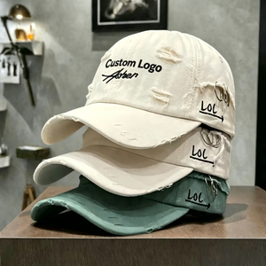 Casquette de baseball ajustée rétro vintage en coton 100 % lavé, avec logo personnalisé, style délavé et vieilli, pour le sport, vente en gros - Product Image 1